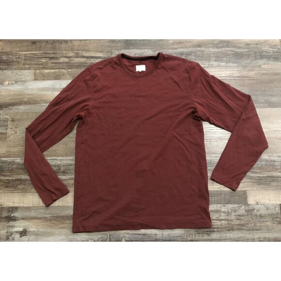 Rag & Bone Mens Large Burgundy Long Sleeve Crewneck Tee T Shirt - Picture 1 of 5